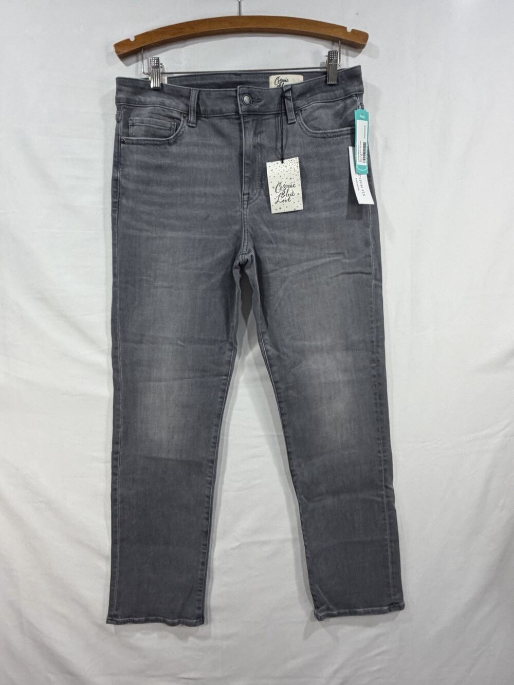 Cosmic Blue Love Women Denim Ellie Straight Leg Jeans Size 12 GrayNWT